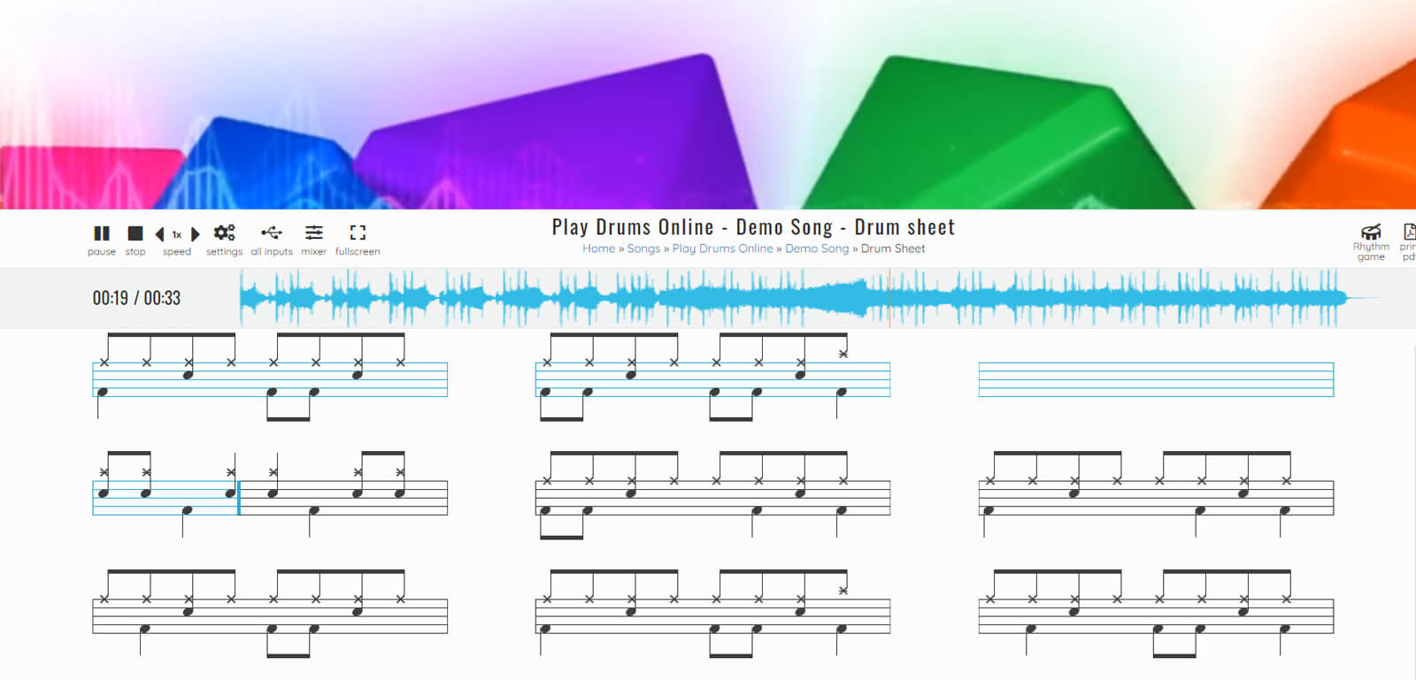 screenshot interactive sheet music