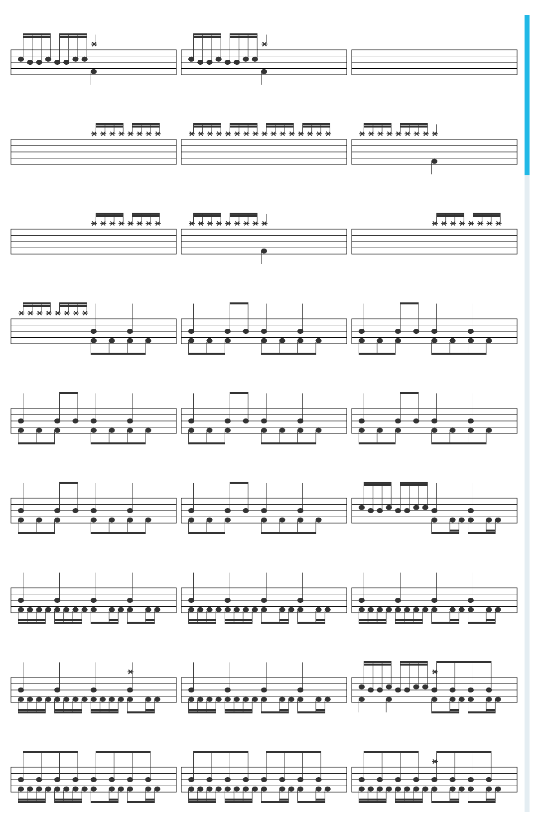 Metallica Harvester of Sorrow drum sheet